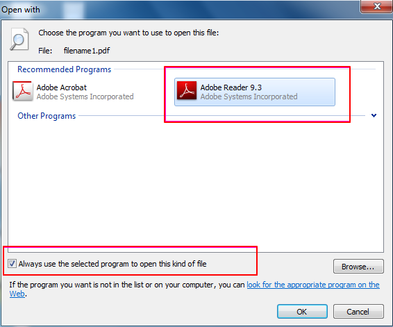 set default program to open pdf windows 8